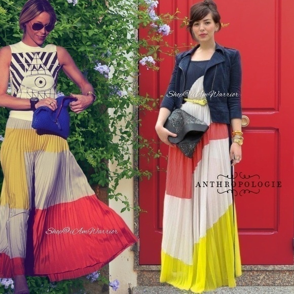 Anthropologie pleated color block maxi skirt *shop@iamwarrior - Picture 3 of 13